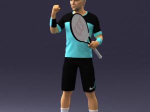 male tennis player with racket 0460 3d print ready Model Cetak 3D