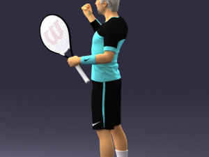 male tennis player with racket 0460 3d print ready Model Cetak 3D