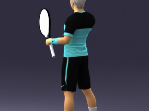 male tennis player with racket 0460 3d print ready Model Cetak 3D
