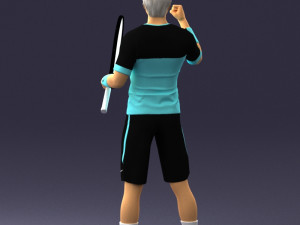 male tennis player with racket 0460 3d print ready Model Cetak 3D