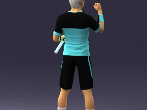 male tennis player with racket 0460 3d print ready 3D Print Model