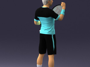 male tennis player with racket 0460 3d print ready Model Cetak 3D
