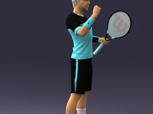 male tennis player with racket 0460 3d print ready Model Cetak 3D