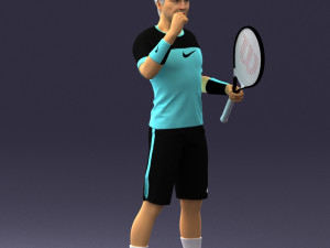 male tennis player with racket 0460 3d print ready Model Cetak 3D