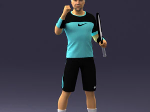 male tennis player with racket 0460 3d print ready 3D Print Model