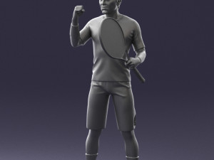 male tennis player with racket 0460 3d print ready Model Cetak 3D