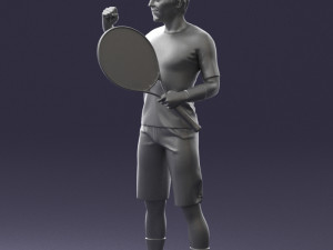 male tennis player with racket 0460 3d print ready Model Cetak 3D