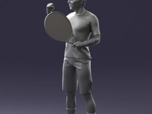 male tennis player with racket 0460 3d print ready 3D Print Model