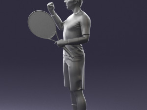 male tennis player with racket 0460 3d print ready Model Cetak 3D
