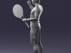 male tennis player with racket 0460 3d print ready Model Cetak 3D