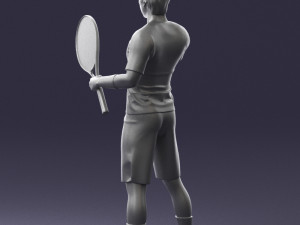 male tennis player with racket 0460 3d print ready Model Cetak 3D