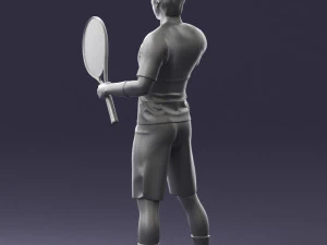 male tennis player with racket 0460 3d print ready 3D Print Model