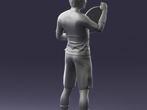 male tennis player with racket 0460 3d print ready Model Cetak 3D