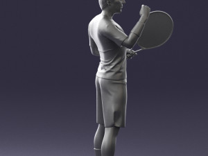 male tennis player with racket 0460 3d print ready Model Cetak 3D
