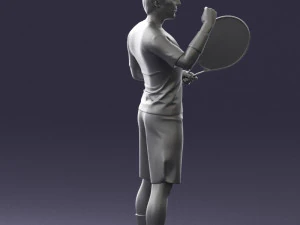 male tennis player with racket 0460 3d print ready 3D Print Model