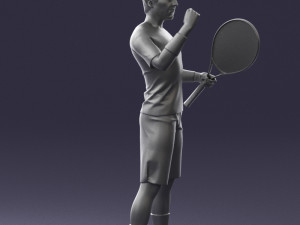male tennis player with racket 0460 3d print ready Model Cetak 3D
