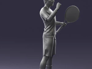 male tennis player with racket 0460 3d print ready 3D Print Model