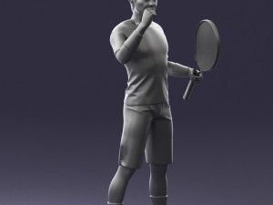male tennis player with racket 0460 3d print ready Model Cetak 3D