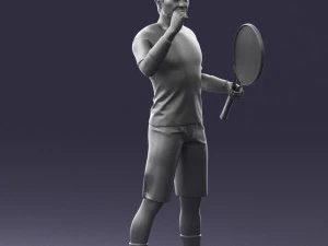 male tennis player with racket 0460 3d print ready 3D Print Model