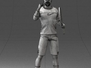 male tennis player with racket 0460 3d print ready Model Cetak 3D