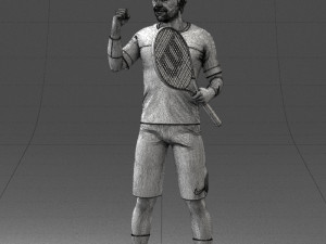 male tennis player with racket 0460 3d print ready Model Cetak 3D