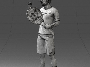 male tennis player with racket 0460 3d print ready Model Cetak 3D