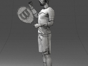 male tennis player with racket 0460 3d print ready Model Cetak 3D