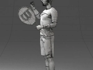 male tennis player with racket 0460 3d print ready 3D Print Model
