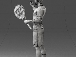 male tennis player with racket 0460 3d print ready Model Cetak 3D