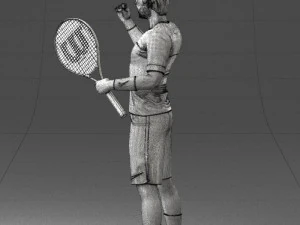 male tennis player with racket 0460 3d print ready 3D Print Model