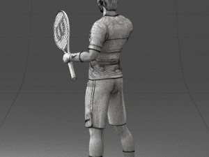 male tennis player with racket 0460 3d print ready Model Cetak 3D