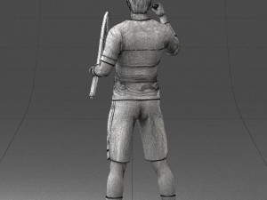 male tennis player with racket 0460 3d print ready Model Cetak 3D