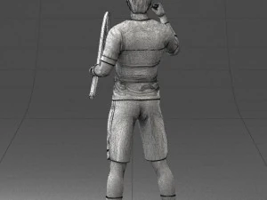 male tennis player with racket 0460 3d print ready 3D Print Model