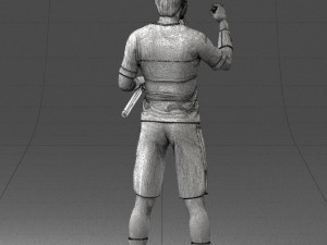 male tennis player with racket 0460 3d print ready Model Cetak 3D