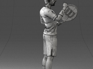 male tennis player with racket 0460 3d print ready Model Cetak 3D