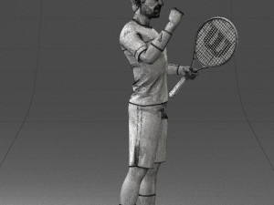 male tennis player with racket 0460 3d print ready Model Cetak 3D