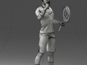 male tennis player with racket 0460 3d print ready Model Cetak 3D