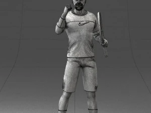 male tennis player with racket 0460 3d print ready 3D Print Model