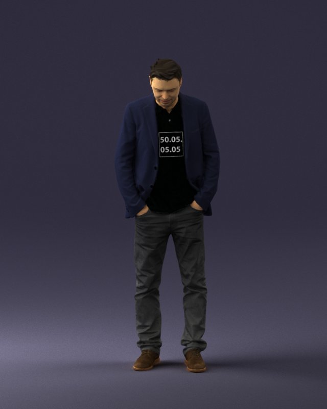 man with number on t-shirt 0458 3d print ready Modelo de Impressão 3D .c4d .max .obj .3ds .fbx .stl .blend 