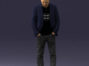 T 恤上有号码的男子 0458 3D 打印就绪 3D 打印模型