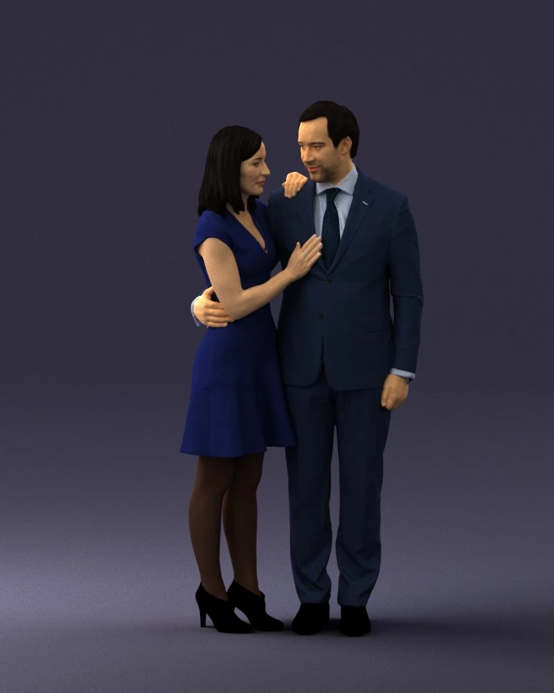 girl in blue dress and man suit 0476 3d print ready 3D Print Model .c4d .max .obj .3ds .fbx .stl .blend 