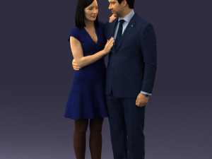 girl in blue dress and man suit 0476 3d print ready 3D Baskı Modeli