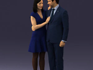 girl in blue dress and man suit 0476 3d print ready 3D Print Model