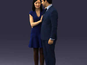 girl in blue dress and man suit 0476 3d print ready 3D Print Model