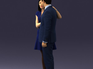 girl in blue dress and man suit 0476 3d print ready 3D Baskı Modeli