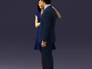 girl in blue dress and man suit 0476 3d print ready 3D Print Model