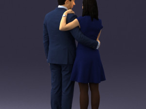 girl in blue dress and man suit 0476 3d print ready 3D Baskı Modeli