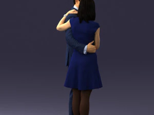 girl in blue dress and man suit 0476 3d print ready 3D Print Model