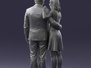 girl in blue dress and man suit 0476 3d print ready 3D Baskı Modeli