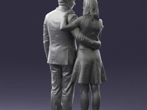 girl in blue dress and man suit 0476 3d print ready 3D Print Model